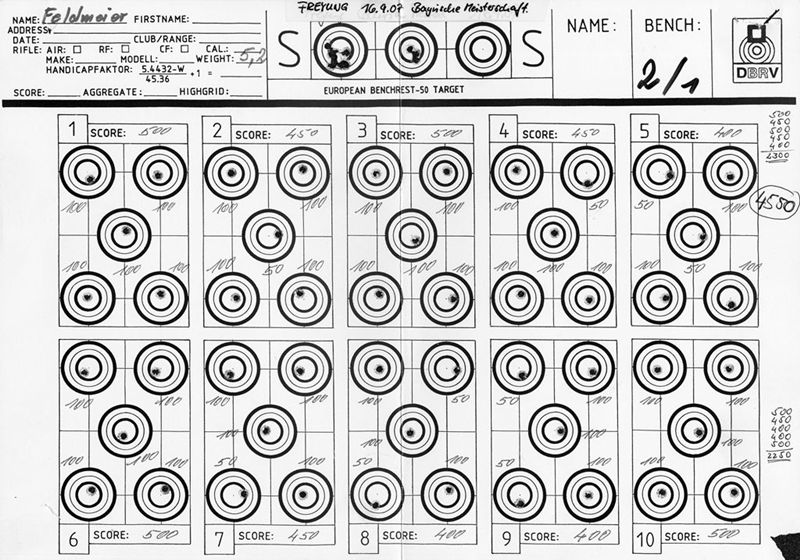 Benchrest Scheibe Target BR50